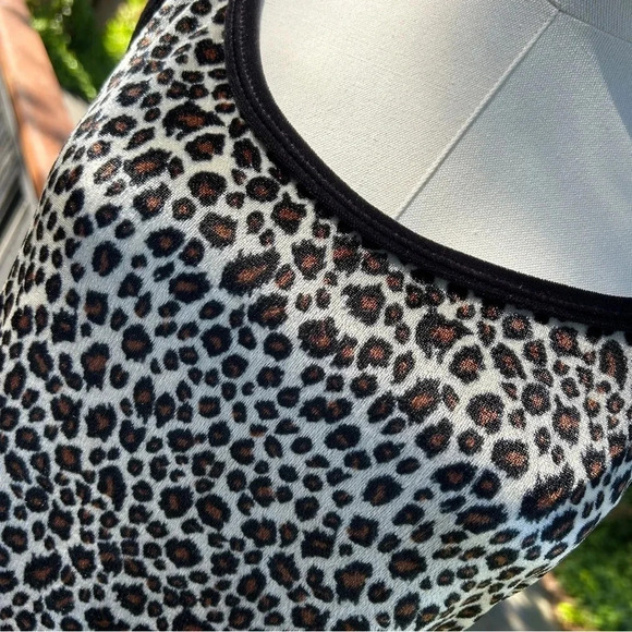 Vintage 90s Y2K Rockabilly Leopard Print Velvet Velour Long Strappy Maxi Dress L - Picture 4 of 6